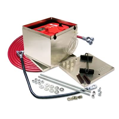 Taylor Satin Battery Box, 1 Gauge Battery Cable Kit, Hold downs Taylor Satin Battery Box, 1 Gauge Battery Cable Kit, Hold downs